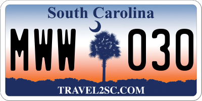 SC license plate MWW030