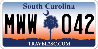 SC license plate MWW042