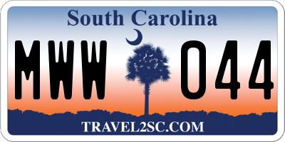 SC license plate MWW044