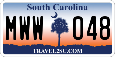 SC license plate MWW048