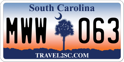 SC license plate MWW063