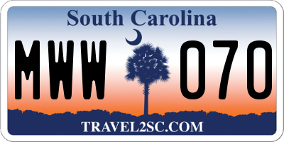 SC license plate MWW070