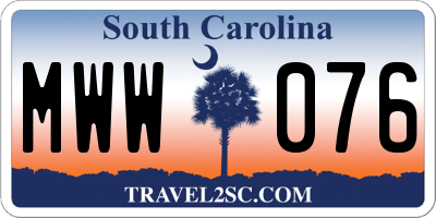 SC license plate MWW076