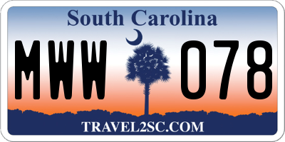 SC license plate MWW078