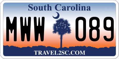 SC license plate MWW089