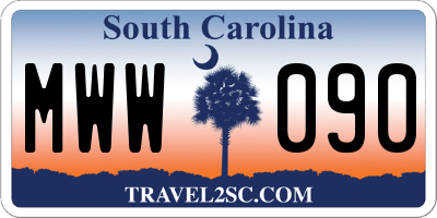 SC license plate MWW090