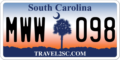 SC license plate MWW098