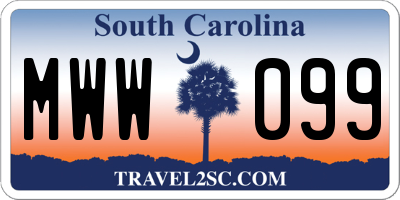 SC license plate MWW099