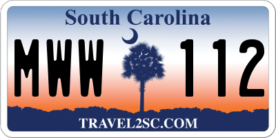 SC license plate MWW112