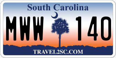 SC license plate MWW140