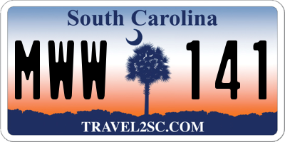 SC license plate MWW141