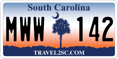 SC license plate MWW142