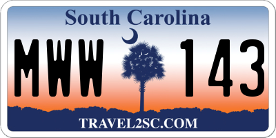 SC license plate MWW143