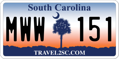 SC license plate MWW151