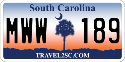 SC license plate MWW189