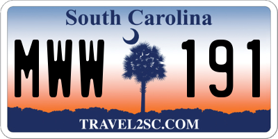 SC license plate MWW191