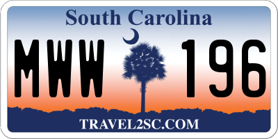SC license plate MWW196