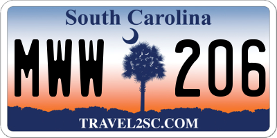 SC license plate MWW206