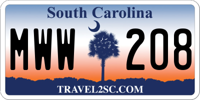 SC license plate MWW208
