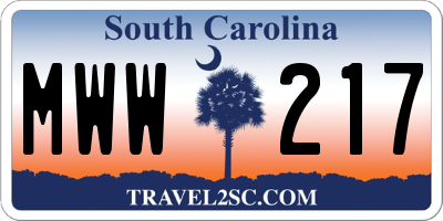 SC license plate MWW217