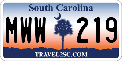 SC license plate MWW219