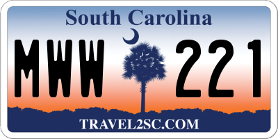 SC license plate MWW221