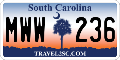SC license plate MWW236