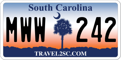 SC license plate MWW242
