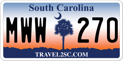 SC license plate MWW270