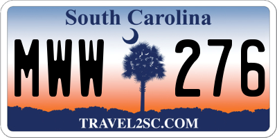 SC license plate MWW276