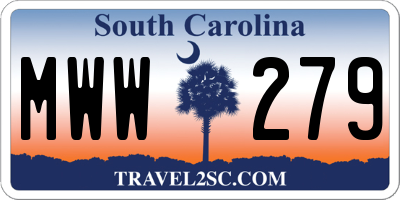 SC license plate MWW279