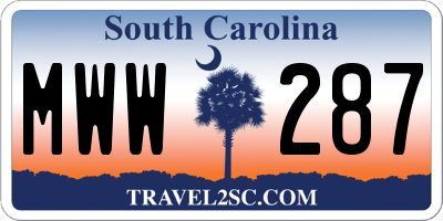 SC license plate MWW287