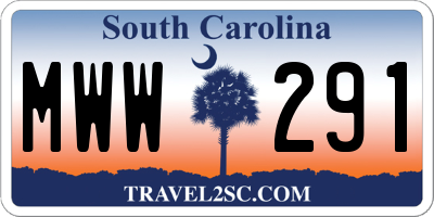 SC license plate MWW291