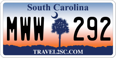 SC license plate MWW292