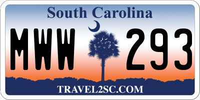SC license plate MWW293