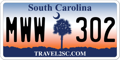 SC license plate MWW302