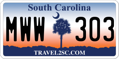 SC license plate MWW303