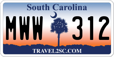 SC license plate MWW312