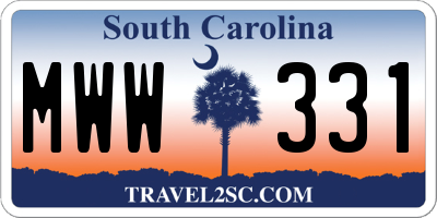 SC license plate MWW331