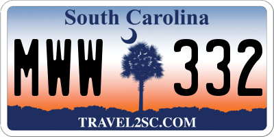 SC license plate MWW332