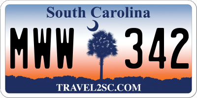 SC license plate MWW342