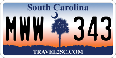 SC license plate MWW343