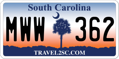 SC license plate MWW362