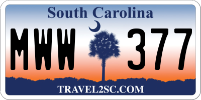 SC license plate MWW377