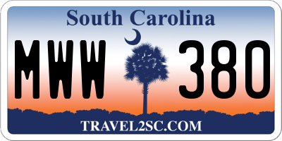 SC license plate MWW380