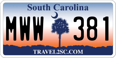 SC license plate MWW381