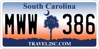 SC license plate MWW386