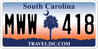SC license plate MWW418