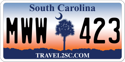 SC license plate MWW423
