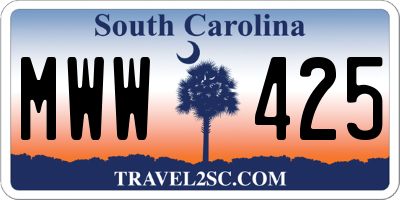 SC license plate MWW425
